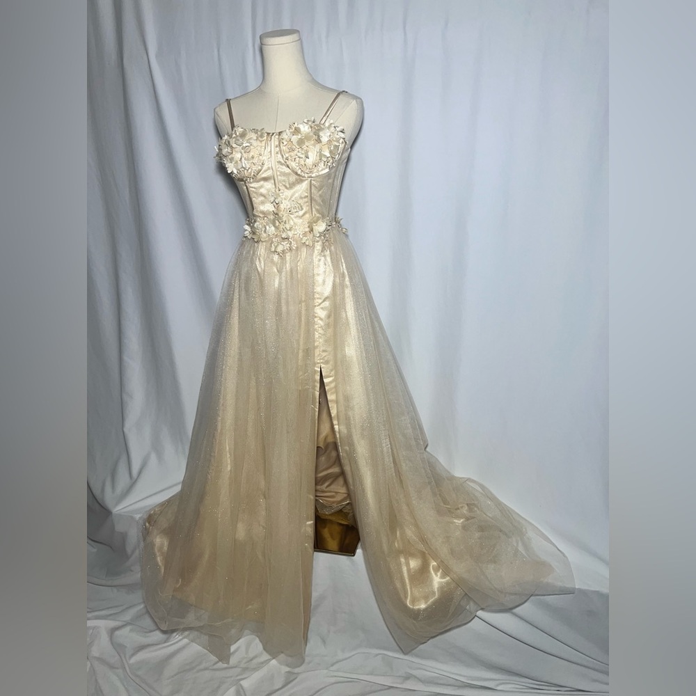 Lavetir Champagne 3D Floral Corset Top Dress | S NWT - Picture 12 of 16